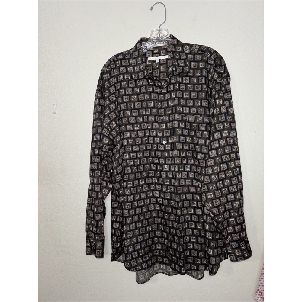 Perry Ellis Button Up Long Sleeve Shirt Size Large 22.5 Inch Sleeve Length
